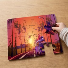 Punto Dizayn Karavanla Yolculuk  Tasarımlı 24 Parça Ahşap Çocuk Puzzle MPK1152