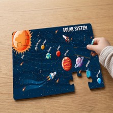 Punto Dizayn Güneş Sistemi - Space - Gezegenler Tasarımlı 24 Parça Ahşap Çocuk Puzzle MPK0901