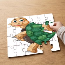 Punto Dizayn Sevimli Mutlu Kaplumbağa Tasarımlı 24 Parça Ahşap Çocuk Puzzle MPK1157