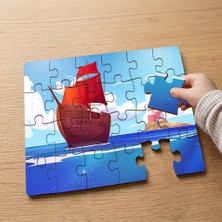 Punto Dizayn Denizde Yelkenli Gemi Tasarımlı 24 Parça Ahşap Çocuk Puzzle MPK1015