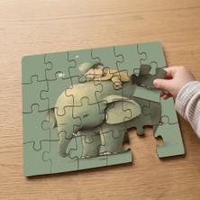 Punto Dizayn Fil ve Çocuk Sevgisi  Tasarımlı 24 Parça Ahşap Çocuk Puzzle MPK0811