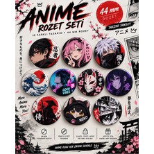 Tasarım Kawaii Anime Rozet Seti 10'lu 44 mm Iğneli Rozet Anime Japon Karakter Rozetleri Çanta Ceket Aksesuar