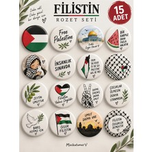 15’li Filistin Temalı Rozet Seti – Özgür Filistin, Barış ve Dayanışma Tasarımlı Buton Rozet