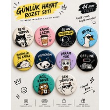 Tasarım 44 mm Komik Rozet Seti 10'lu | Çanta Ceket Süsleme Rozeti | Eğlenceli Iğneli Rozet
