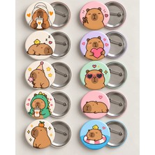 Tasarım Capybara Iğneli Yaka Rozeti (10 Adet)