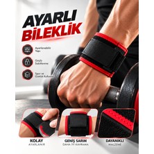 Meks Ayarlı Bileklik Güçlü Cırt Cırtlı Sabitleme Geniş Sarım Siyah Kırmızı