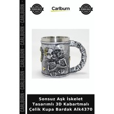 Carlburn Özel Üretim Gotik Romantik Sonsuz Aşk Iskelet Tasarımlı 3D Kabartmalı Çelik Kupa Bardak ALK4370