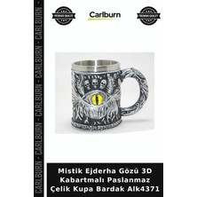Carlburn Özel Üretim Hediye Dekoratif Mistik Ejderha Gözü 3D Kabartmalı Paslanmaz Çelik Kupa Bardak ALK4371
