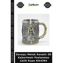 Carlburn Özel Üretim Metal Hediye Savaşçı Melek Kanatlı 3D Kabartmalı Paslanmaz Çelik Kupa ALK4384