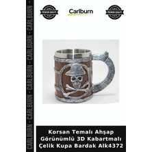 Carlburn Özel Üretim Korsan Temalı Ahşap Görünümlü 3D Kabartmalı Çelik Kupa Bardak ALK4372