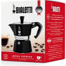 Moka Express Siyah: 1 Cup Ocak Üstü Espresso Pişirici - 60ML - Alüminyum Gövde - Patentli Güvenlik Valfi - Tüm Ocak Türleri Için Uygundur (Indüksiyon