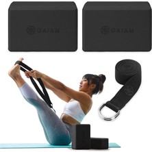 Essentials Yoga Block 2 Pack & Yoga Strap Set