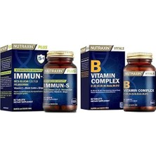 Nutraxin Plus Immun-S 1,3-1,6 Beta-Glukan 60 Tablet Takviye Edici Gıda ve Nutraxin B Complex Vitamin 60 Kapsül Takviye Edici Gıda