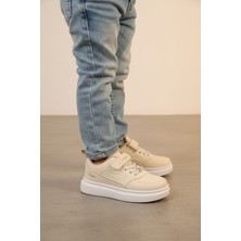 Enoch Cırt Cırtlı Yazı Baskılı Beyaz Tabanlı Bağcıklı Çocuk Sneaker