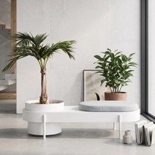 SCY Urtiga Özel Tasarım Montajsız Bahçe Bankı Minderli Lobi Bekleme Koltuğu Saksılı Metal Bench