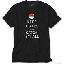 Z zepplin Pokemon Keep Calm Siyah Tişört