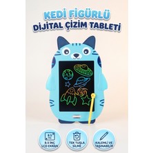 Farbu Oyuncak 8.5 Inç Sevimli Kedi Figürlü Renkli LCD Dijital Çizim ve Yazı Tableti - Eğitici Grafik Yazı Tahtası