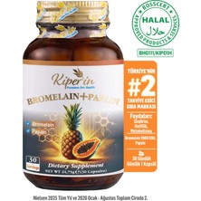 Kiperin Bromelain(3600 GDU) & Papain - Doğal Proteolitik Enzim (30Kapsül & 700Mg)