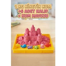Farbu Oyuncak Eğitici ve Geliştirici Pembe Kinetik Kum 1 kg 6 Parça Oyun Kalıbı ve Kum Havuzu Oyun Seti