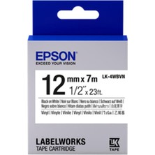 Epson LK-4WBVN Vinil Etiket Kartuşu Beyaz Üzeri Siyah 12 mm x 7 M (C53S654041)