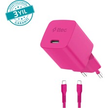 ttec Smartcharger Gan 20W Pd Seyahat Hızlı Şarj Aleti + Usb-C - Usb-C 3A Kablo Neon Neon Pembe 2SCG20CN