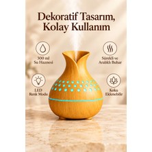ESY Teknoloji Çiçek Vazo Tasarımlı Hava Nemlendirici – Buhar Makinası-Aroma Difüzörü Led Işık 300ML