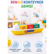 Farbu Oyuncak 48 cm Renkli Konteyner Yük Gemisi Oyuncağı - Birbirine Geçen ve Üst Üste Dizilebilen Eğitici Bloklar