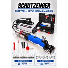 SCHUTZENGER Yün Koyun Kırkma Makinesi 3 Üst 3 Alt Bıçak Hediye Adaptörlü Koyun Kırkma Bakır Sargı Soğutmalı Mavi P201