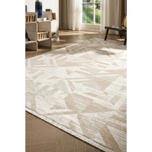 Hoom Rugs Imge 2506 Bej Geometrik Desenli Akrilik Salon Halısı