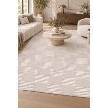 Hann Home Collection Eldos Kremli Vizon Sisal Tarzı Özel Ölçü Kaymaz Taban Mutfak Koridor Halısı Robot Süpürge Uyumlu Kol