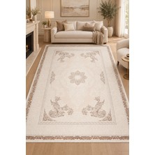 Hann Home Collection Peruza Oturma Odası Salon Krem Vizon Robot Süpürge Uyumlu Kolay Temizlenebilir Modern Zarif Şık Halı