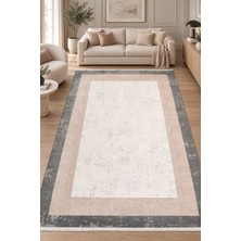 Hann Home Collection Peruza Ekru Gri Pudra Oturma Odası Salon Robot Süpürge Uyumlu Kolay Temizlenebilir Viskon Akrilik Ha