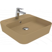 Creavit Loop Kare Masa Üstü Ince Çanak Lavabo 45 cm Extra Mat Cappuccino