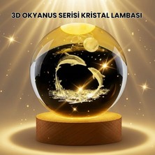 Hace Bazaar Lazer Işlemeli Yunus Kristal Küre Sıcak Işıklı Ahşap Standlı