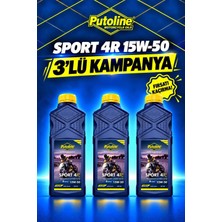 Putoline Sport 4r N-Tech® 3'lü Set 15W-50 Yarı Sentetik Motosiklet Motor Yağı 1l