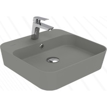 Creavit Loop Kare Masa Üstü Ince Çanak Lavabo 45 cm Extra Cool Grey