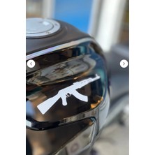 Banxtre Araba-Motor Için Beyaz Renk Ak-47 Keleş Kalaşnikof Sticker Etiket (1 Adet) 14CMX4CM