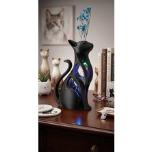 3D Fabrick LED Işıklı Kedi Figürlü Vazo/dekoratif Obje