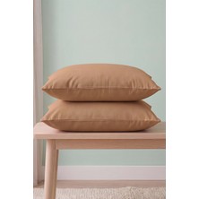 Açık Kahverengi %100 Pamuklu 2\'li Yastık Kılıfı 50X70 cm