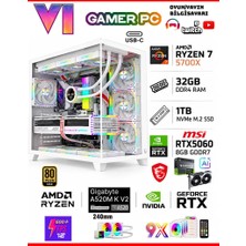 Zeiron Mirage X50 Pro White⚡MSI RTX5060⚡8GB ∣ R7 5700X ∣ Gigabyte A520M-K V2 ∣ 32GB RAM ∣ 1TB M.2 SSD Sıvı Soğutmalı Masaüstü Oyuncu Bilgisayarı
