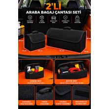 Meyzone 2'li Set Araba Bagaj Çantası Oto Halı Bagaj Organizer Alet Eşya Çantası Siyah Çanta Seti ( 30 + 50 )