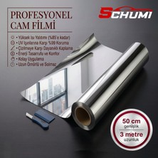 Schumi Aynalı Cam Filmi %85 Isı Yalıtımlı 50 cm x 3 Metre Çizilmez Plastik Malzeme ile