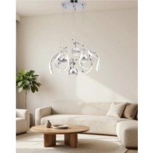 Auraa Aydınlatma Helejon 6lı Büyük Modern Ledli Avize 3 Renk Power Ledli Krom Kaplama Yatak Odası Salon Mutfak