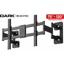 Dark VT32 75"-120" 130 KG Taşıma Kapasiteli Hareketli, İleri Geri Ayarlanabilir, XL TV Duvar Askı Aparatı (DK-AC-VT32)