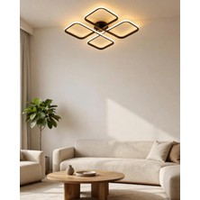 Auraa Aydınlatma Novem Büyük Plafonyer Modern Ledli Avize 3 Renk Power Ledli Siyah Kumandalı Yatak Odası Salon Mutfak