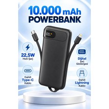 Ridata iPhone 13 Pro Max Uyumlu 10.000 Mah Powerbank Type-C ve Lightning Kablolu Dijital Göstergeli