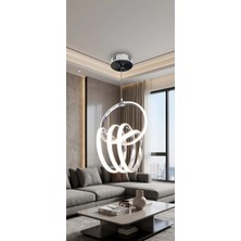 Auraa Aydınlatma Imza Büyük Modern Ledli Avize 3 Renk Power Ledli Krom Kaplama Kumandalı Çoçuk Odası Yatak Odası Mutfak