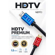 Neffo 1,5 Metre 4K Hdmı Kablo Hdtv Premium Yüksek Hızlı 4K Ultra Hd Hdmı 2.0 Ses ve Görüntü Kablosu