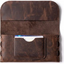 Bee Black %100 Hakiki Deri Cüzdan - Mıknatıslı ve El Bantlı - Minimal Para Telefon Cüzdanı (19CMX8.5CM)