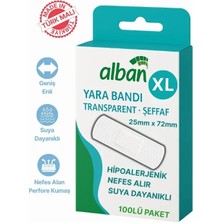 Alban Şeffaf Yara Bandı 25mm x 72mm Suya Dayanıklı 100 'lü Paket